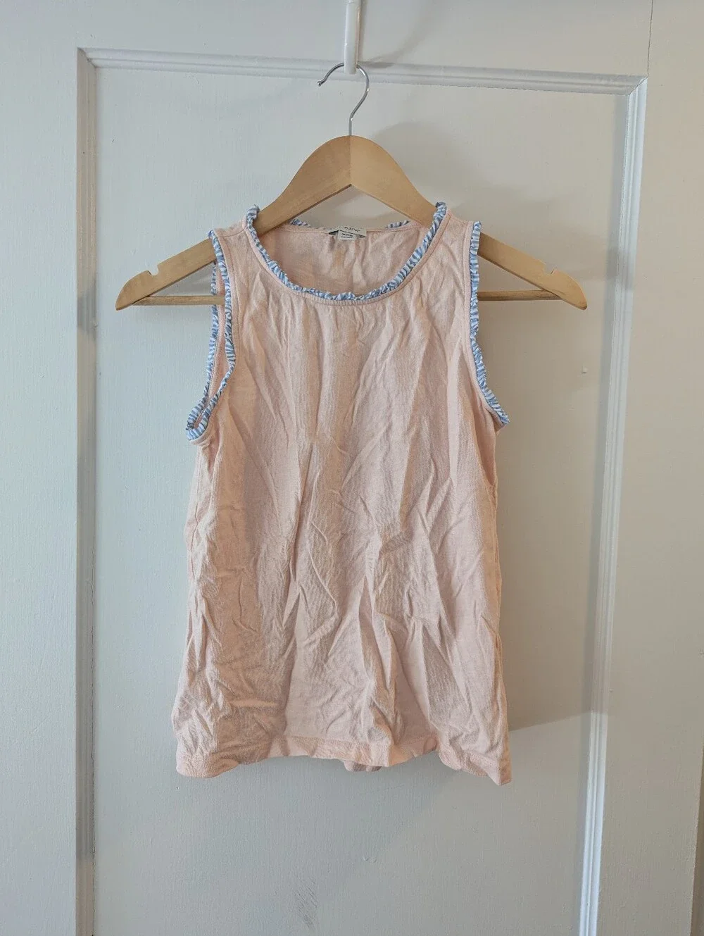 J. Crew Pale Pink Tank with Blue Trim Size XXS